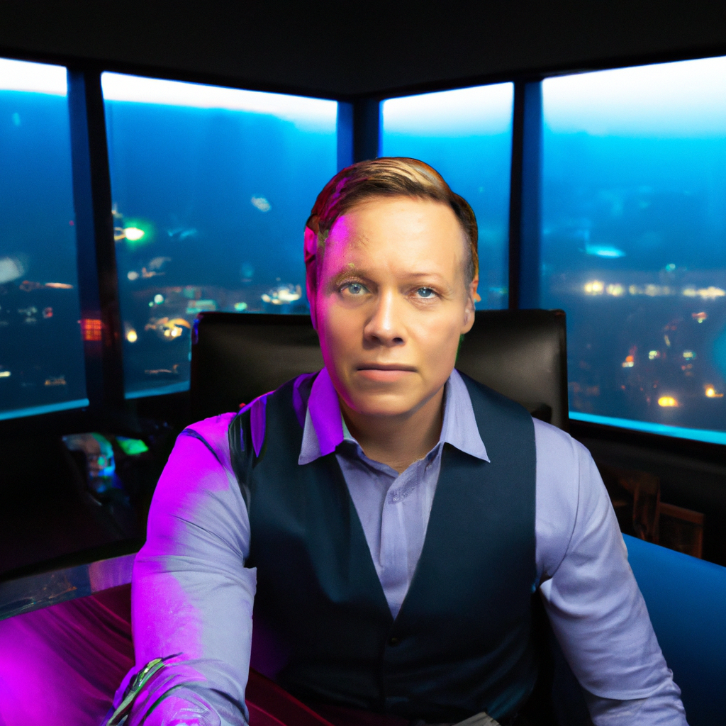 Portrait of Oliver Roy, Finance Lead, in a modern office with LED backdrop