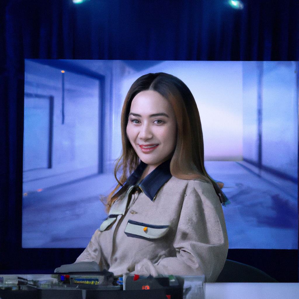 Portrait of Sophia Nguyen, Studio Operations lead, in a broadcast studio with intercom panels