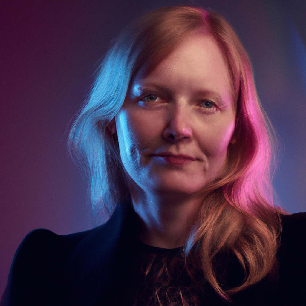 Portrait of Emma Clarke, Founder & CEO, in a studio with softbox lighting